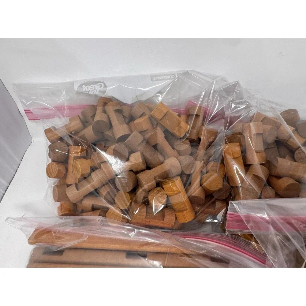 Vintage Lincoln Logs Wooden Building Pieces Lot ~290 Pieces Sorted Clean (B)